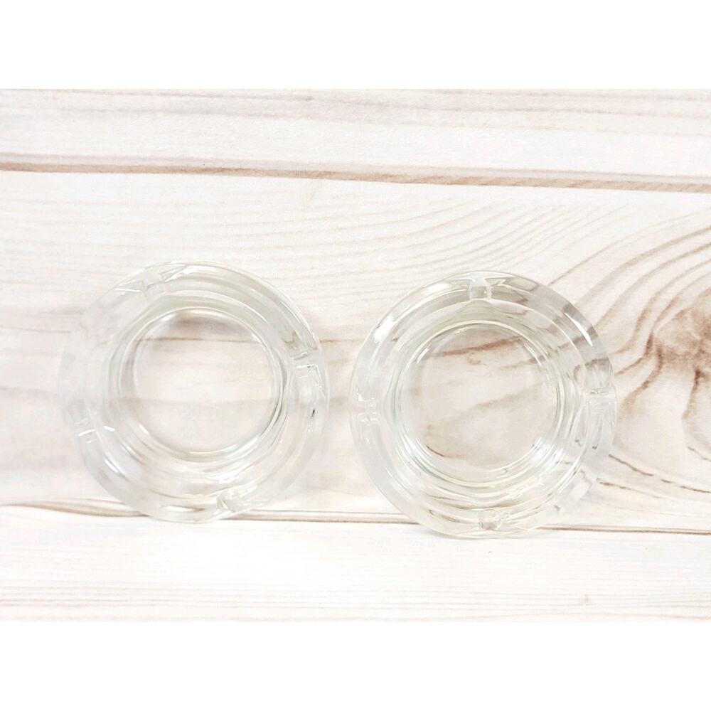 Vintage Lot of 2 Glass Ashtrays Clear Ashtray Never Used